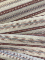 Burgundy/Pale Blue Colour Woven Stripe - Running along the Fabric