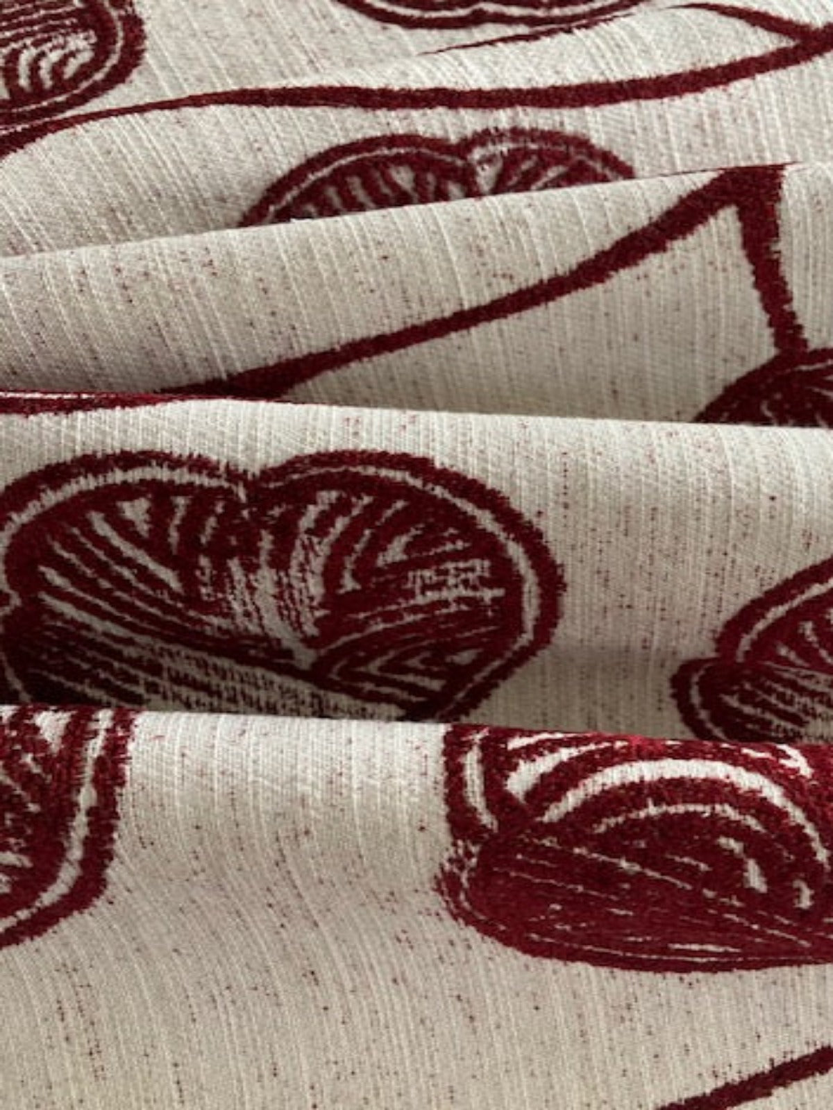 Burgundy Trailing Leaf Jacquard
