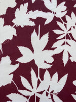 Maroon/White Leaf Print on Jersey