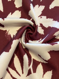 Maroon/White Leaf Print on Jersey