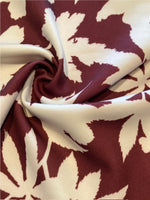 Maroon/White Leaf Print on Jersey