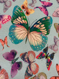 Multi Coloured Butterflies on Spearmint Cotton