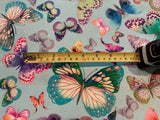 Multi Coloured Butterflies on Spearmint Cotton