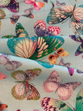 Multi Coloured Butterflies on Spearmint Cotton