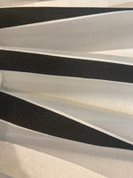 Black & White Satin Stripe on Ivory Silk Organza