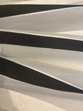 Black & White Satin Stripe on Ivory Silk Organza