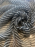 Black/White Stripe on Yoryu Silk Chiffon