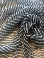 Black/White Stripe on Yoryu Silk Chiffon