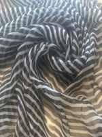 Black/White Stripe on Yoryu Silk Chiffon