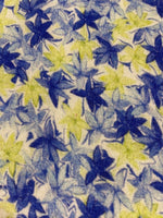 Blue/Lime Allover Flower Star on Soft handle Linen Mix