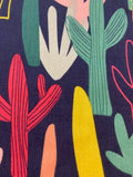 Multi Coloured Cactus on Navy Cotton Lawn