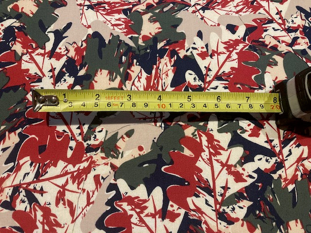 Red/Green Allover Camouflage on Cotton Lawn
