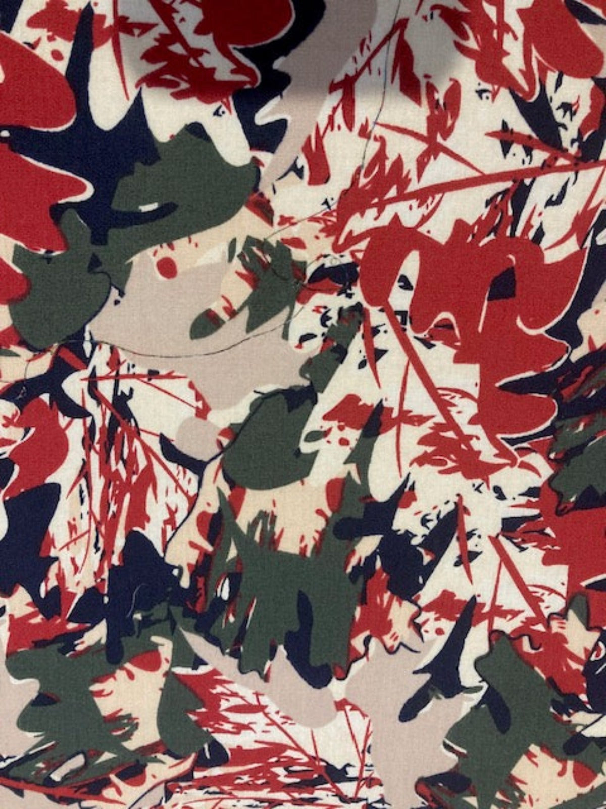 Red/Green Allover Camouflage on Cotton Lawn