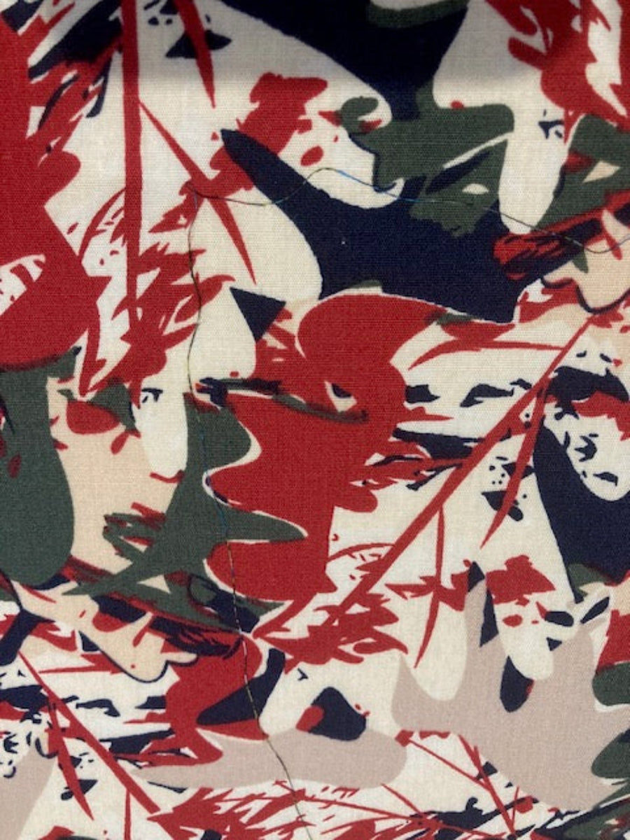 Red/Green Allover Camouflage on Cotton Lawn