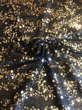 Gold Multi Sized Sequin on Black Tassel Knit