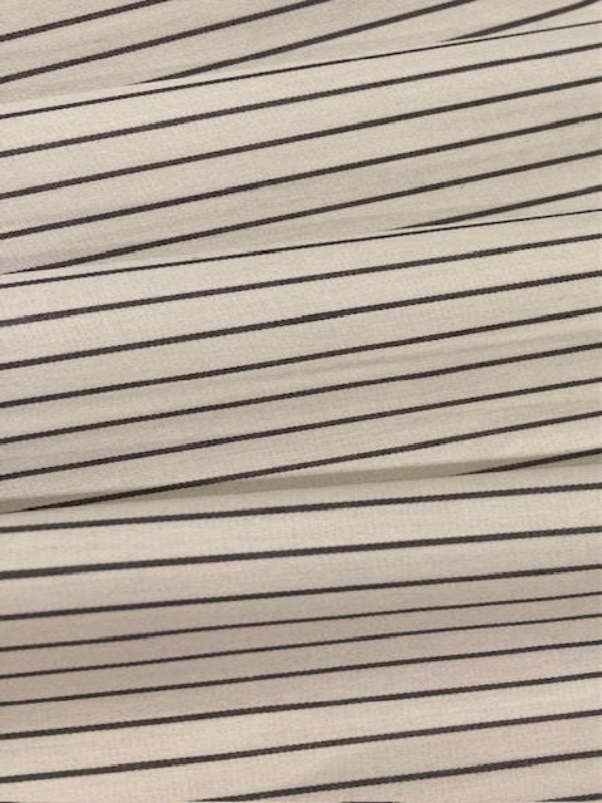 Black Woven Pinstripe on Cream Shirting Weight
