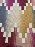 Cerise & Honey Block Design on Herringbone Weave Furnishing