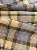 Dusty Blue/Coffee Twill Check Crisp handle, Dress Weight