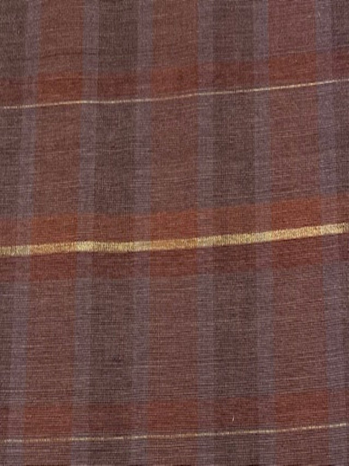 Shades of Heather/Dull Orange Check with Gold Lurex Stripe Firm Handle Furnishing