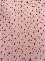 Small Red Cherry on Pink Poly/Cotton
