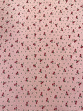 Small Red Cherry on Pink Poly/Cotton