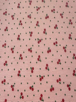 Small Red Cherry on Pink Poly/Cotton