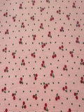 Small Red Cherry on Pink Poly/Cotton