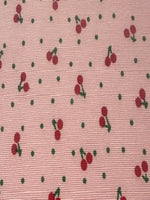 Small Red Cherry on Pink Poly/Cotton