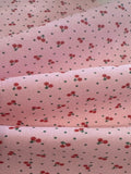 Small Red Cherry on Pink Poly/Cotton