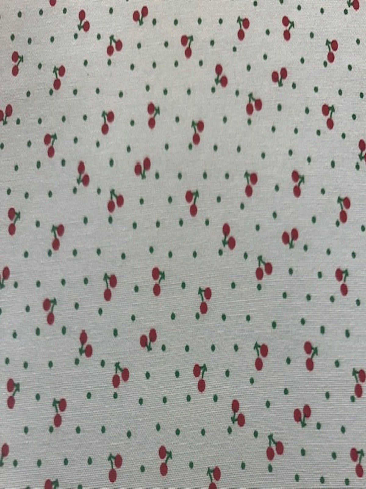Small Red Cherry on Spearmint Poly/Cotton