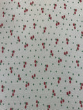 Small Red Cherry on Spearmint Poly/Cotton