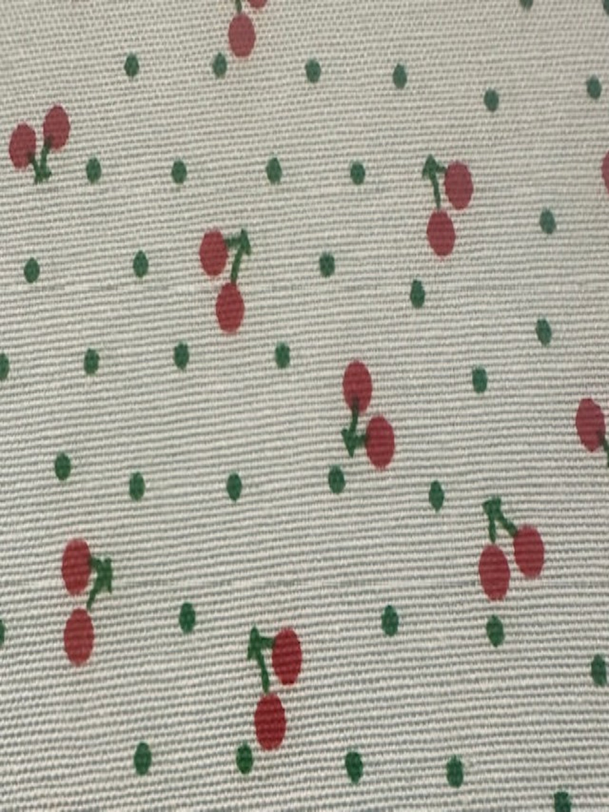 Small Red Cherry on Spearmint Poly/Cotton
