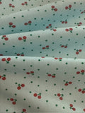 Small Red Cherry on Spearmint Poly/Cotton