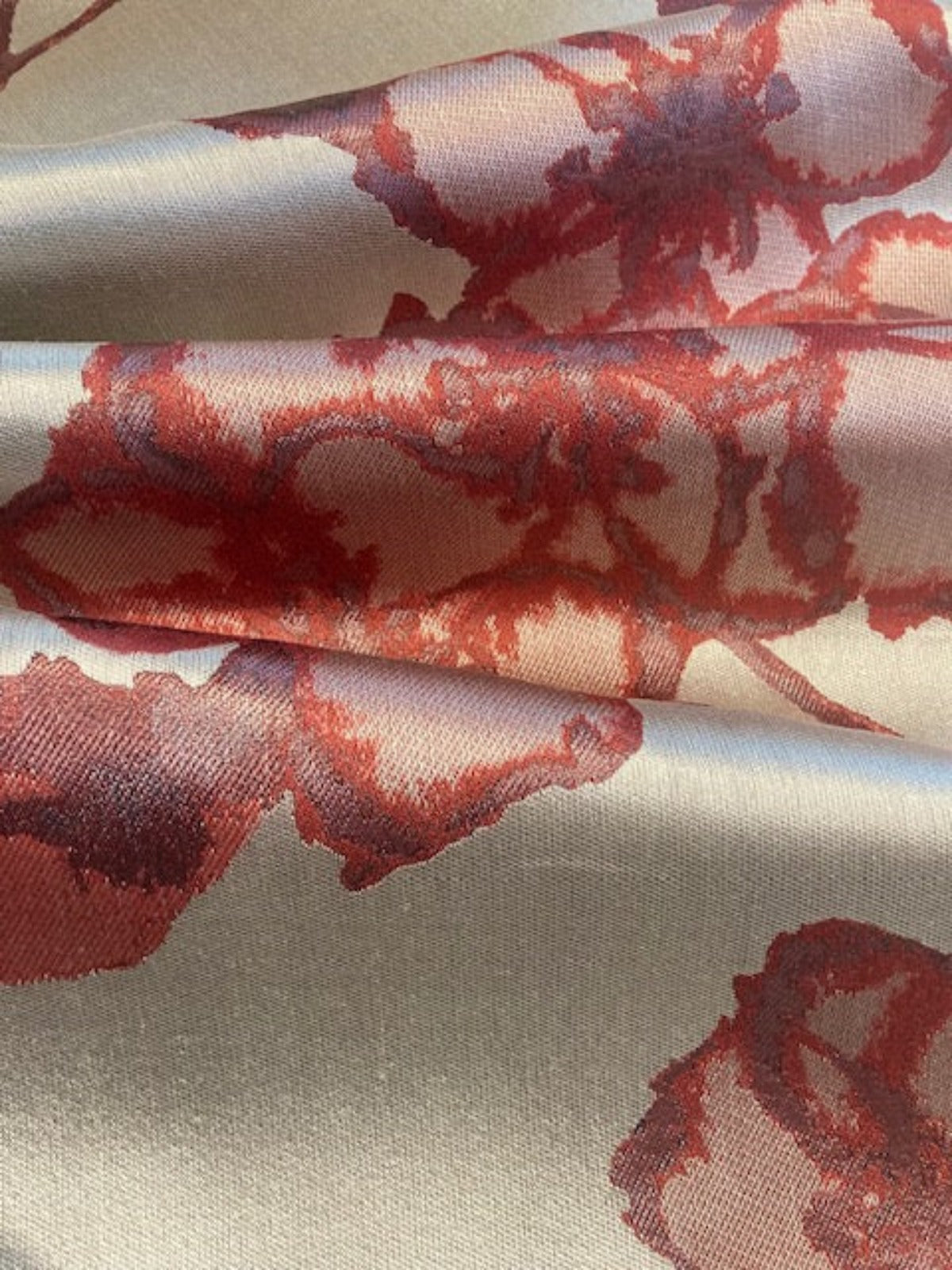 Raspberry Large Blossom Jacquard "Harlequin - Angelique Wine"