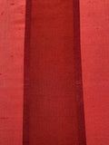 Cherry Red Silk Dupion Irridescent Stripe with Ribboned Stripe running along the Fabric