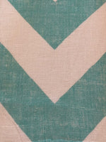 Bright Turquoise/Green Chevron on Semi Sheer Linen Voile "Scion - Vector"