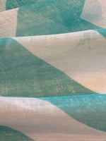 Bright Turquoise/Green Chevron on Semi Sheer Linen Voile "Scion - Vector"