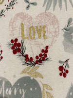 Christmas Love with Trees & Berries on Cotton
