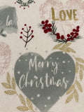 Christmas Love with Trees & Berries on Cotton