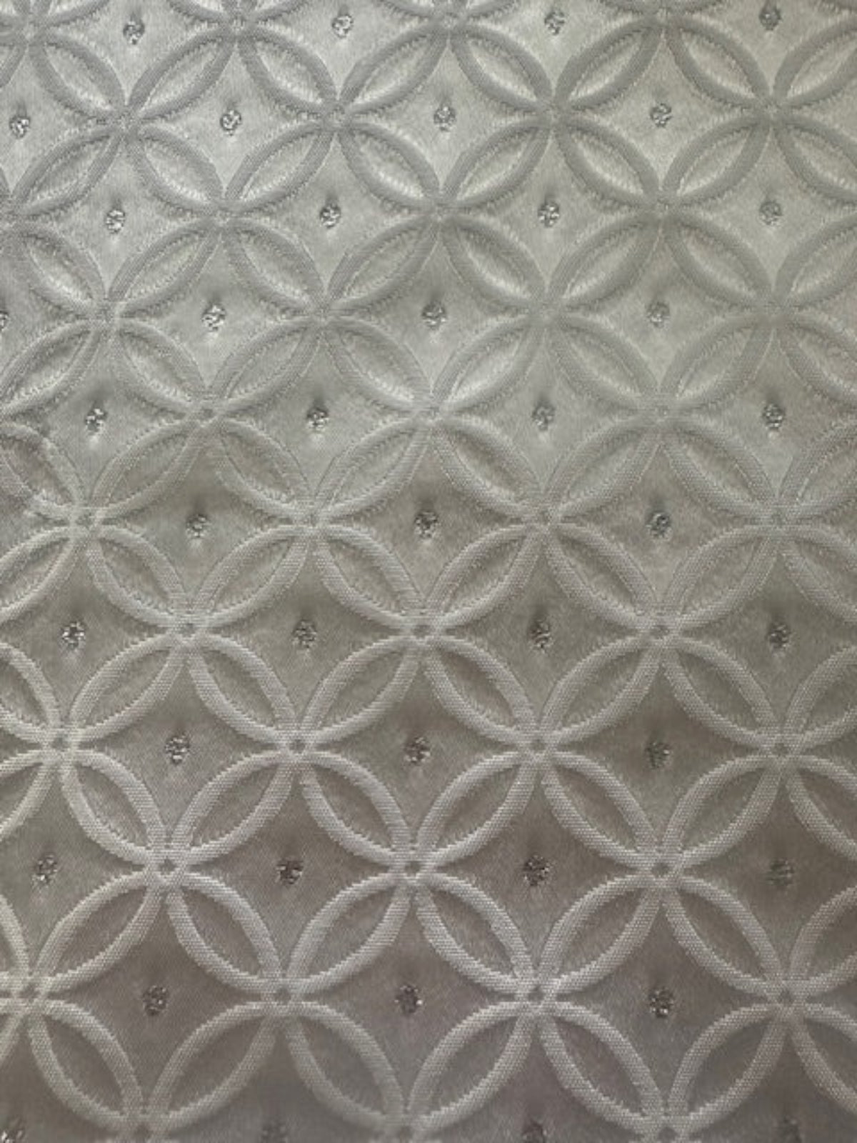 Ivory Overlapping Circle Jacquard with Silver Lurex Spot Detail Firm Handle