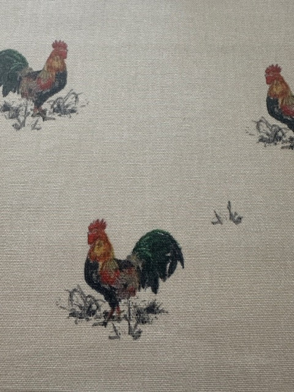 Cockerel on Natural Cotton Furnishing