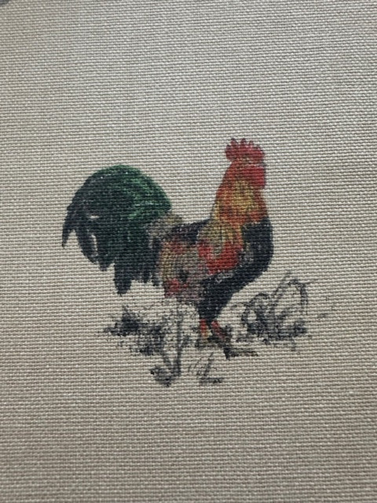 Cockerel on Natural Cotton Furnishing
