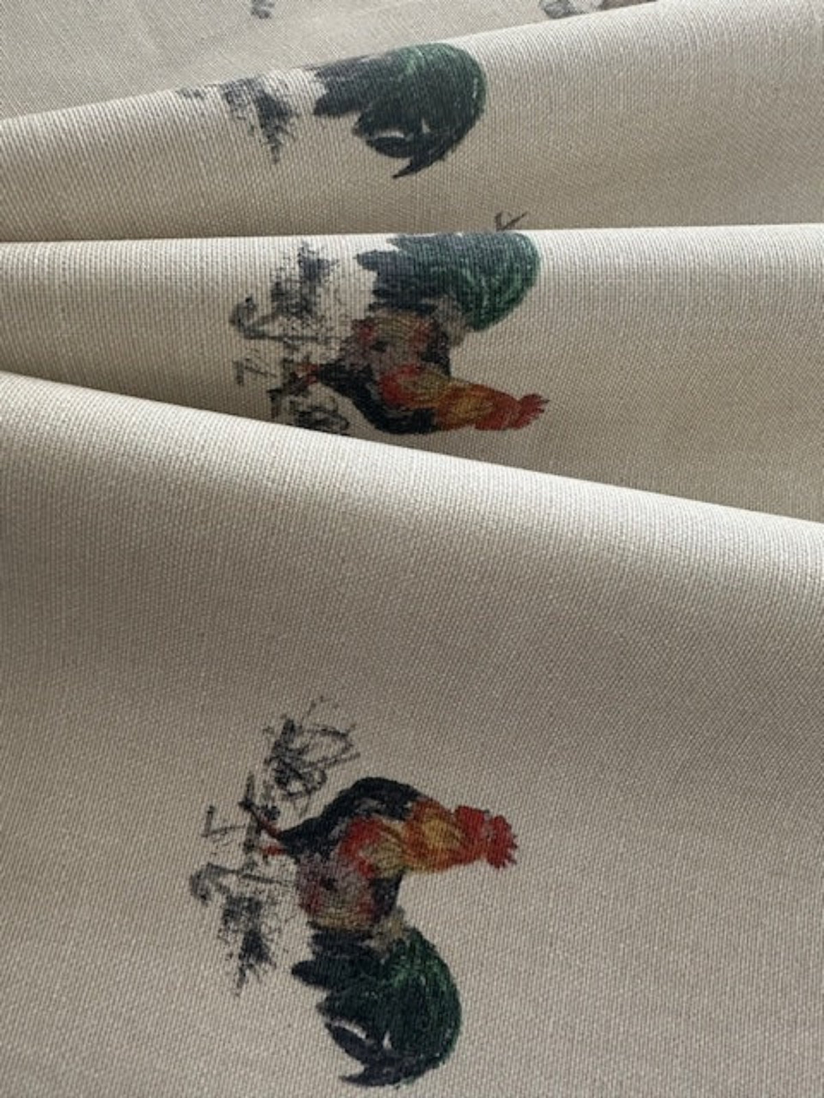 Cockerel on Natural Cotton Furnishing