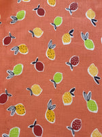 Fruits on Bright Coral Cotton Poplin