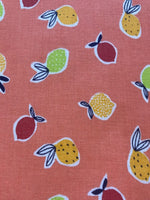 Fruits on Bright Coral Cotton Poplin