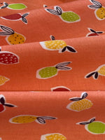 Fruits on Bright Coral Cotton Poplin