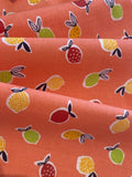 Fruits on Bright Coral Cotton Poplin