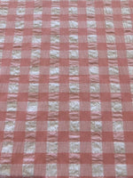 Coral Seersucker 12mm Gingham Check