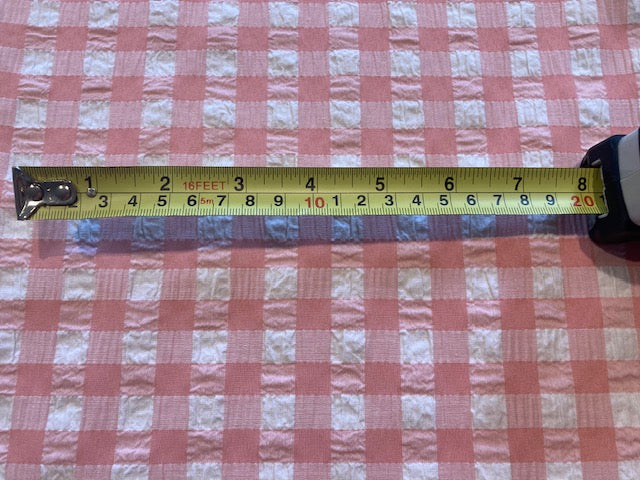 Coral Seersucker 12mm Gingham Check – 65% Polyester 35% Cotton, 145 cm Wide
