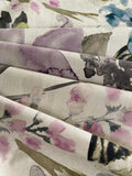 Cranberry /Lime&nbsp; Watercolour Floral on Cotton Furnishing